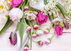 Kwiaty, Tulipany, Stokrotki, Bukiet