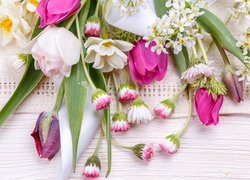 Kwiaty, Tulipany, Stokrotki, Bukiet