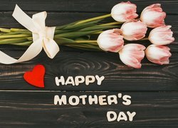 Tulipany, Serduszko, Dzień Matki, Napis