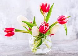 Tulipany w szklanym wazoniku