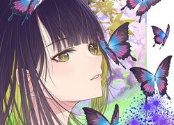Anime, Dziewczyna, Motyle