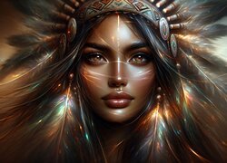 Kobieta, Indianka, Pióropusz, Grafika