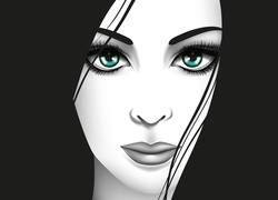 Kobieta, Twarz, Zielone, Oczy, Grafika 2D