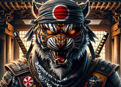 Samuraj, Tygrys, Bandana, Fantasy