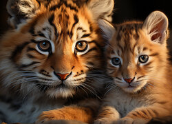Dwa, Leżące, Tygrysy