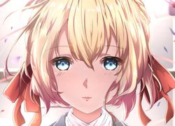 Blondwłosa, Dziewczyna, Postać, Violet Evergarden, Wstążki, Manga