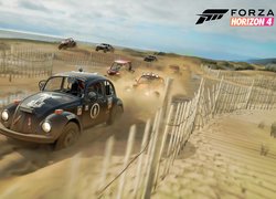 Forza Horizon 4, Volkswagen Beetle, Wyścig, Piasek, Płot, Trasa