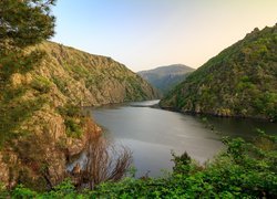 Hiszpania, Galicja, Rzeka Sil, Wąwóz Sil Canyon, Góry, Drzewa