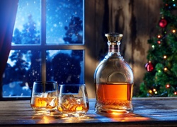 Whisky, Okno, Choinka, Nastrój, Świąteczny