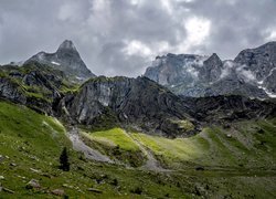 Góry, Alpy, Dolina, Szwajcaria