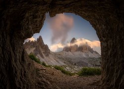 Jaskinia, Skała, Góry, Dolomity, Rośliny, Włochy