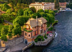 Drzewa, Jezioro Como, Domy, Hotel, Villa Cima, Włochy