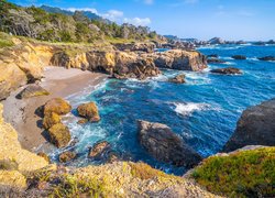 Skały, Morze, Kamienie, Plaża, Rezerwat przyrody, Point Lobos, Kalifornia, Stany Zjednoczone