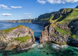 Wybrzeże, Skały, Most, Carrick a Rede Bridge, Klif, Morze, Ballintoy, Hrabstwo Antrim, Irlandia Północna