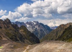 Góry, Kaukaz, Szczyty, Góra Kullumkol, Góra Elbrus, Chmury, Kabardo-Bałkaria, Rosja