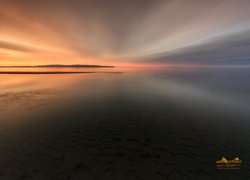 Wschód słońca, Morze, Zatoka Semiahmoo, White Rock, Kolumbia Brytyjska, Kanada