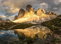 Góry, Dolomity, Tre Cime di Lavaredo, Chmury, Włochy