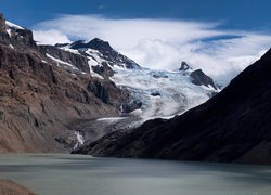 Argentyna, Prowincja Santa Cruz, El Chalten, Lodowiec Cagliero, Rzeka, Río Electrico, Góry, Niebo