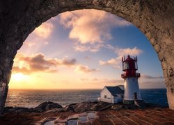 Skały, Łuk, Morze, Latarnia morska, Lindesnes Lighthouse, Dom, Lindesnes, Norwegia