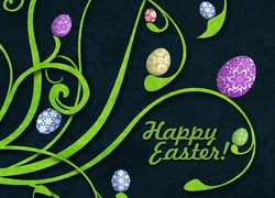 Wielkanocna grafika z pisankami i życzeniami