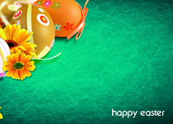 Wielkanocne pisanki i kwiaty w grafice 2D