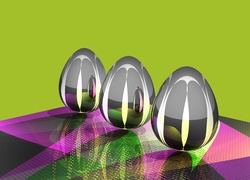 Wielkanocne szklane pisanki w grafice 3D
