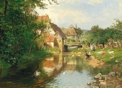 Wieś nad rzeką w malarstwie Hugo Darnauta