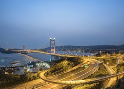 Wiszący most Tsing Ma w Hongkongu