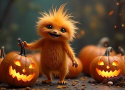Włochaty stworek i dynie