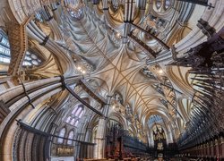 Anglia, Lincoln, Katedra, Panorama sferyczna, Wnętrze