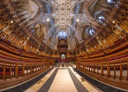 Kościół, Katedra York Minster, Nawa, Wnętrze, Panorama sferyczna, York, Anglia