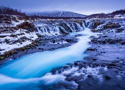 Rzeka Bruara, Wodospad Bruarfoss Waterfall, Islandia, Zima