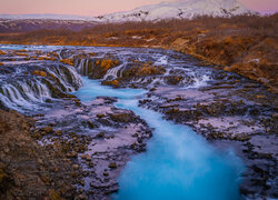 Islandia, Rzeka, Bruara, Wodospad, Bruarfoss Waterfall, Góry