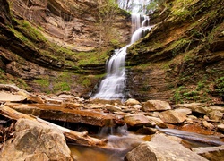 Wodospad Cathedral Falls w pobliżu Gauley Bridge w Wirginii Zachodniej