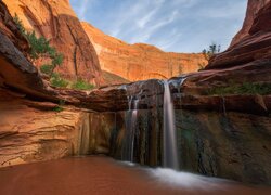 Skały, Wodospad, Coyote Gulch Falls, Rzeka, Coyote Gulch, Utah, Stany Zjednoczone