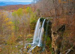 Wodospad, Falling Spring Falls, Skały, Góry, Drzewa, Stan Wirginia, Stany Zjednoczone