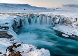 Wodospad Godafoos, Islandia, Zima