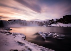 Wodospad Godafoss, Zima, Islandia