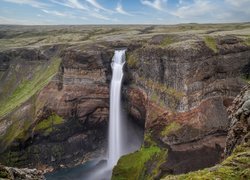 Wodospad Haifoss, Skały, Płaskowyż, Islandia
