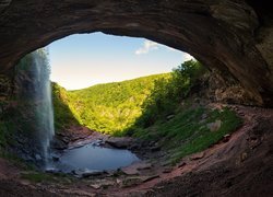 Jaskinia, Skała, Wodospad Kaaterskill Falls, Nowy Jork, Stany Zjednoczone