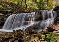 Kanada, Prowincja Ontario, Gmina Hamilton, Strumień Logies Creek, Wodospad Lower Tews Falls