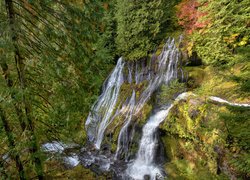 Wodospad Panther Creek Falls na skale w Stanie Waszyngton