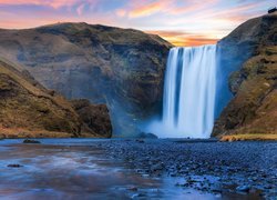 Góry, Skały, Rzeka Skoga, Wodospad Skogafoss, Kamienie, Islandia