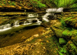 Stany Zjednoczone, Wodospady Meadow Creek Cascades, Kaskada, Skały