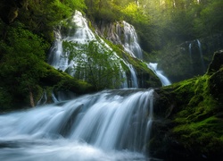 Stany Zjednoczone, Stan Georgia, Panther Creek Falls, Wodospad, Las, Rzeka