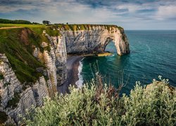 Wybrzeże Alabastrowe, Cote d Albatre, Klify, Skały, Morze, Etretat, Normandia, Francja