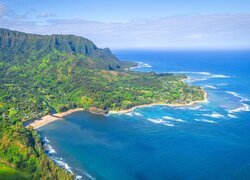 Góry, Morze, Wybrzeże, Na Pali Coast, Hawaje, Stany Zjednoczone