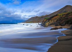 Stany Zjednoczone, Kalifornia, Monterey, Morze, Plaża, Skały