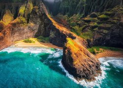 Z lotu ptaka, Góry, Morze, Wyspa Kauai, Hawaje, Stany Zjednoczone