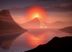 Wybuch wulkanu w 3D